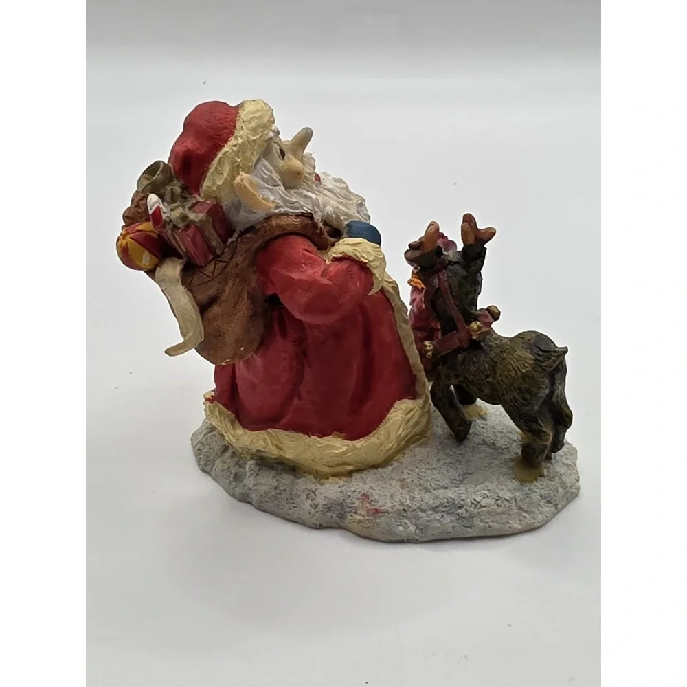 Elf Santa Reindeer Playing With Mini Elf Figurine
